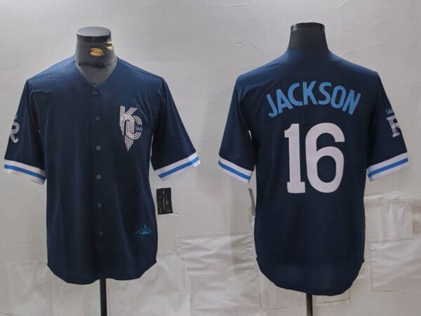 Kansas City Royals #16 Bo Jackson Navy City Connect Cool Base Stitched Baseball Jersey