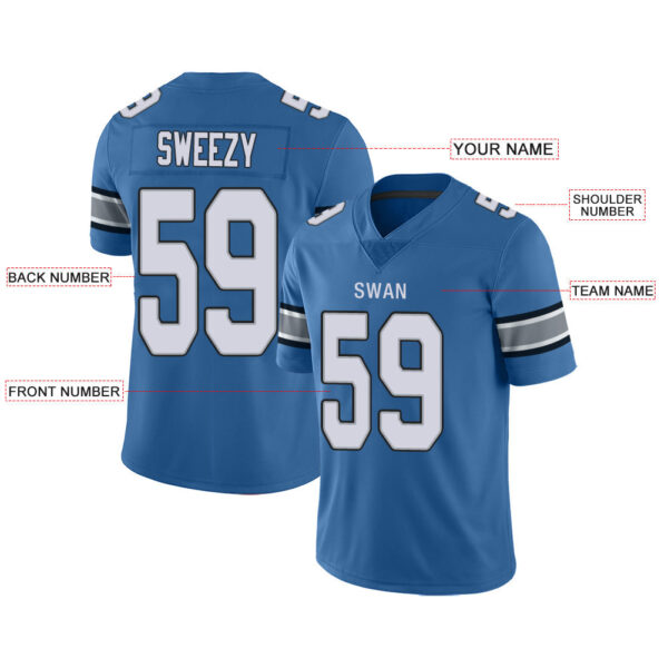 Custom D.Lions  Stitched American Jerseys Personalize Birthday Gifts Blue Football Jersey - Image 2