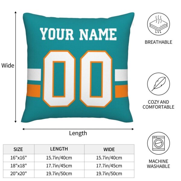 Custom M.Dolphins Pillow Decorative Throw Pillow Case - Print Personalized Football Team Fans Name & Number Birthday Gift Football Pillows - Image 8