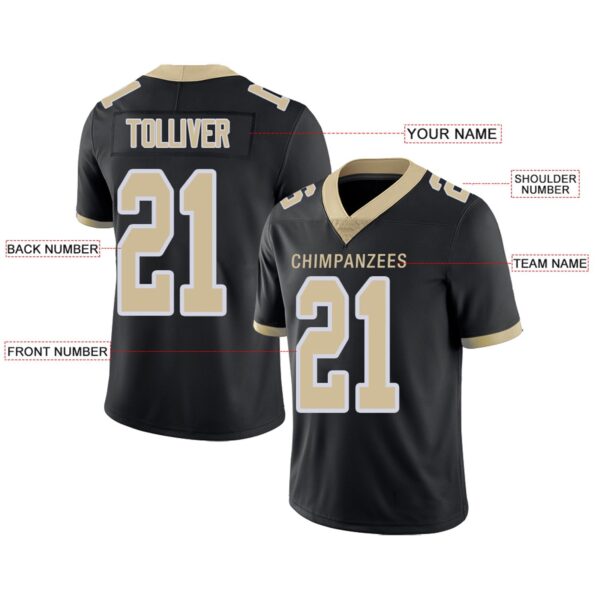 Custom NO.Saints Football Jerseys Team Player or Personalized Design Your Own Name for Men's Women's Youth Jerseys Black - Image 3