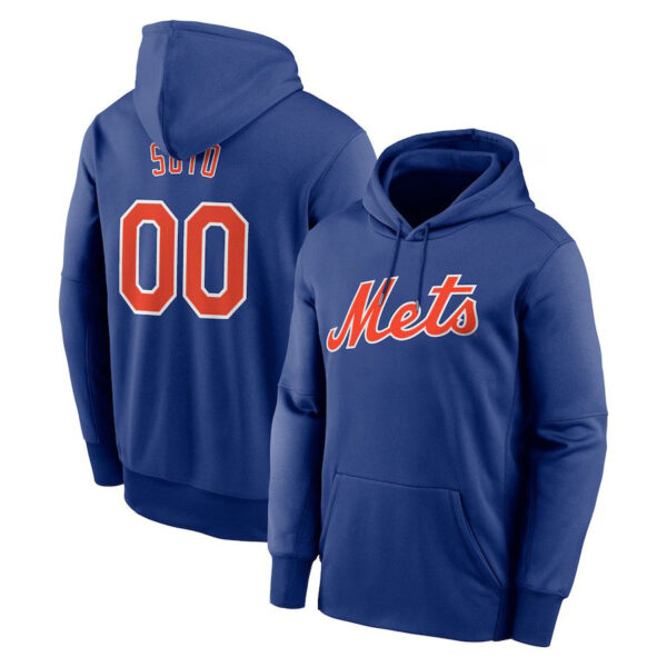 New York Mets #00 Juan Soto Royal Name & Number Pullover Hoodie