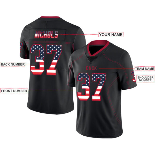 Custom A.Falcon Men's American Black USA Flag Fashion Vapor Limited Stitched Football Jersey - Image 2