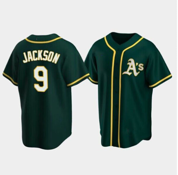 Oakland Athletics #9 Reggie Jackson Green Baseball Jerseys