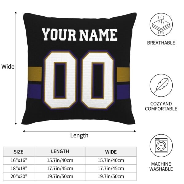 Custom B.Ravens Pillow Purple Football Team Decorative Throw Pillow Case Print Personalized Football Style Fans Letters & Number Birthday Gift Football Pillows - Image 8