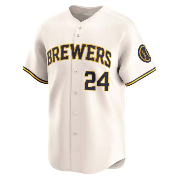 Milwaukee Brewers #24 William Contreras Cream Home Baseball Limited Jersey - Image 3