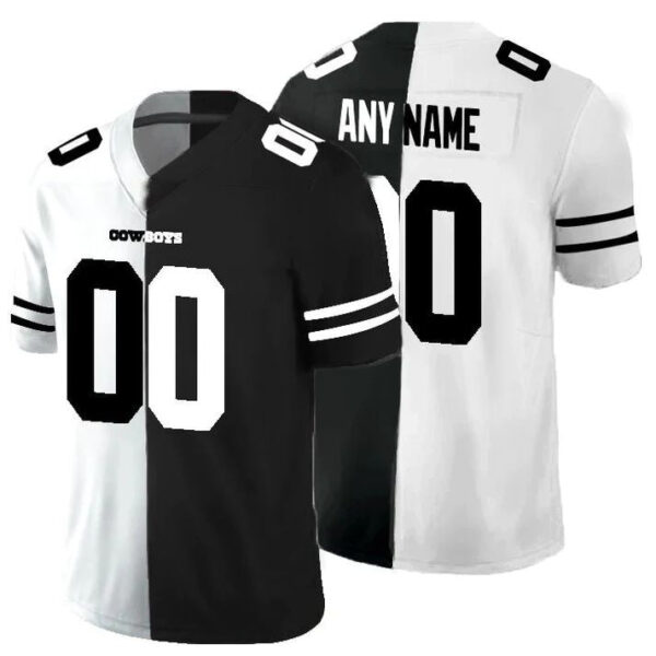 Custom D.Cowboys Black V White Peace Split Vapor Untouchable Limited Jersey Stitched Jersey Football Jerseys