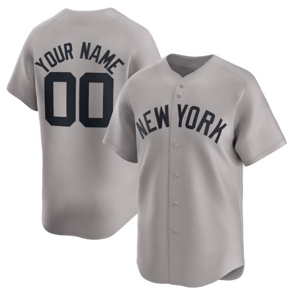 Custom New York Yankees Away Limited Jersey - Gray Stitches Baseball Jerseys