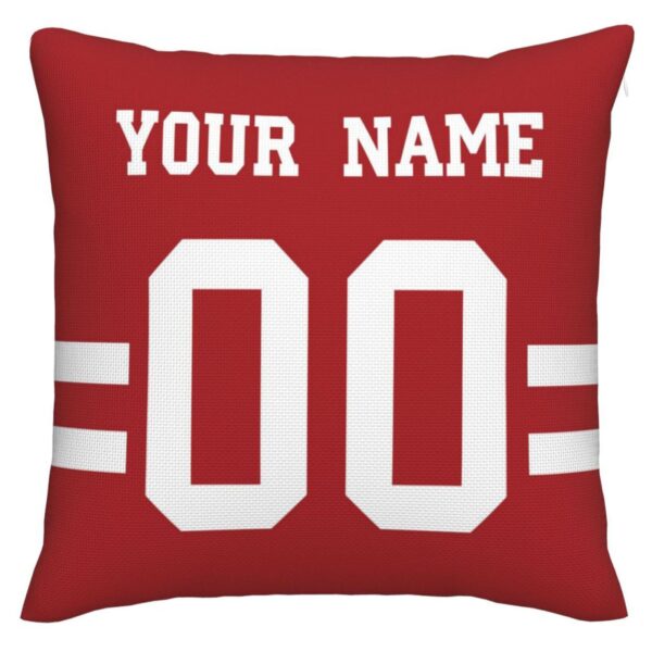 Custom SF.49ers Pillow Decorative Throw Pillow Case - Print Personalized Football Team Fans Name & Number Birthday Gift Football Pillows - Image 2