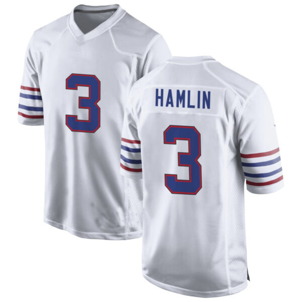 B.Bills #3 Damar Hamlin White Game Jersey Stitched American Football Jerseys