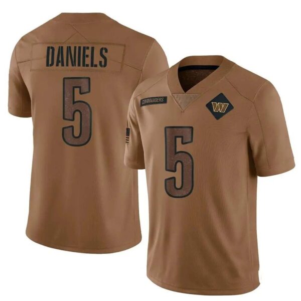 W.Commanders #5 Jayden Daniels 2023 Brown Salute To Service Limited Stitched American Football Jerseys